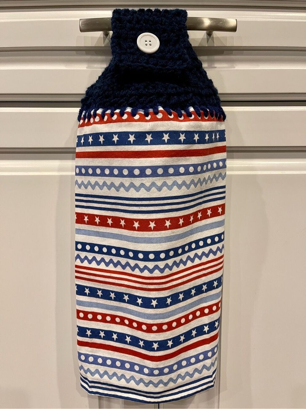 Crochet Top Kitchen Towel- Stars and Stripes